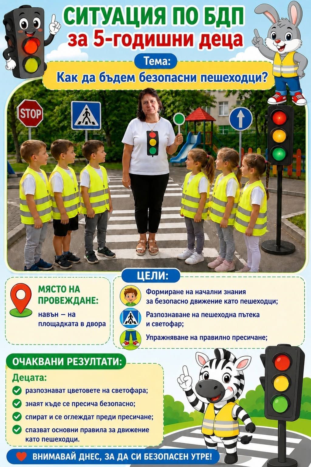 „Как да бъдем безопасни пешеходци“. - ДГ Детски свят - Полски Тръмбеш